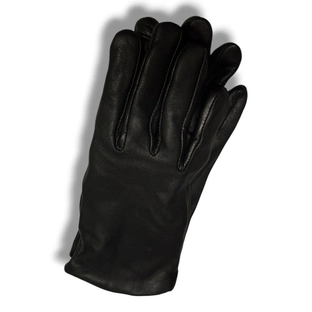 J.Crew‎ Black Leather Cashmere Lined Tech Touch Gloves Womens Size L NEW B5086